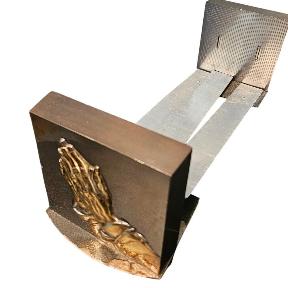 VTG PM Craftsman Philadelphia Mfg Brass Praying Hands Bookends Mid Century MCM